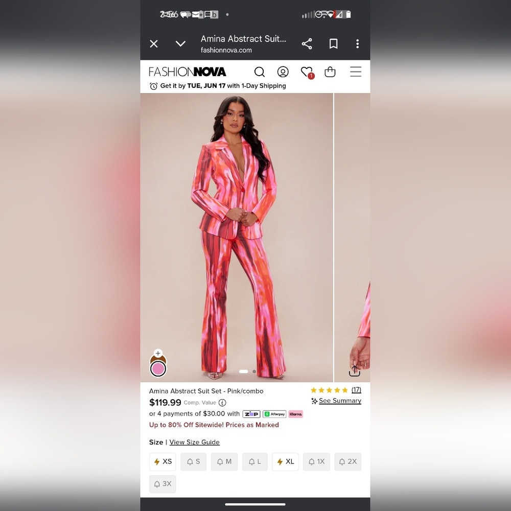 Fashion Nova Pink Abstract Suit Set